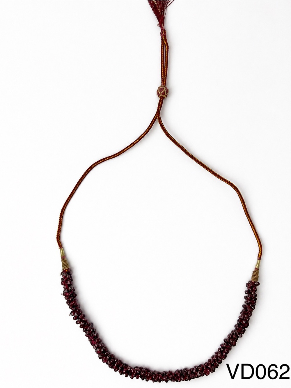 Garnet Woven Rope Adjustable Burgundy Bead Necklace